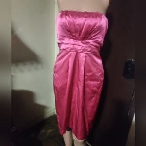 Marc Bouwer Glamit strapless silk dress 90's Y2K PLEATED TRIM CORSET pink sz 0